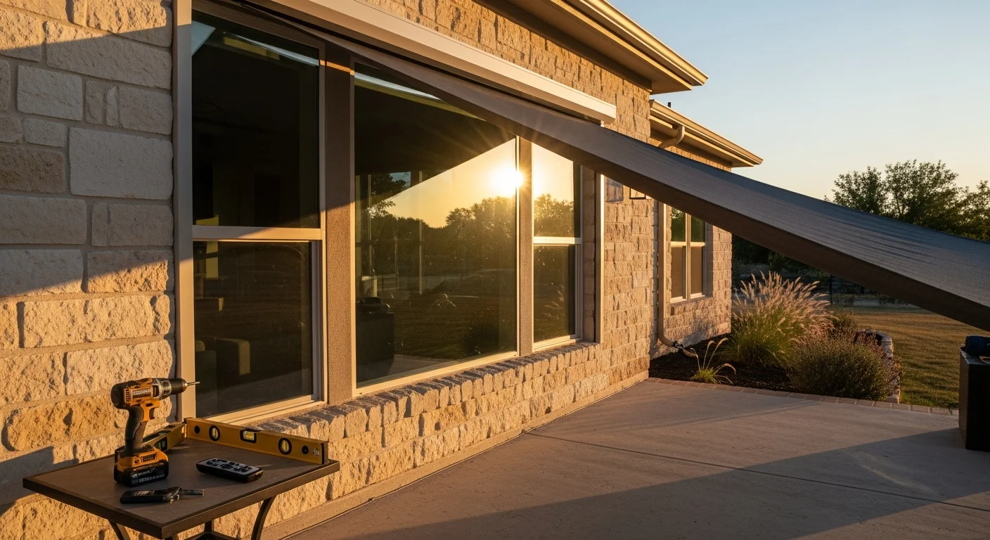 Outdoor shades and motorized curtains installed on a luxury home patio